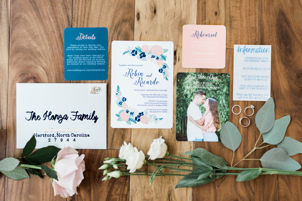 Navy and Blush Invitation Suite